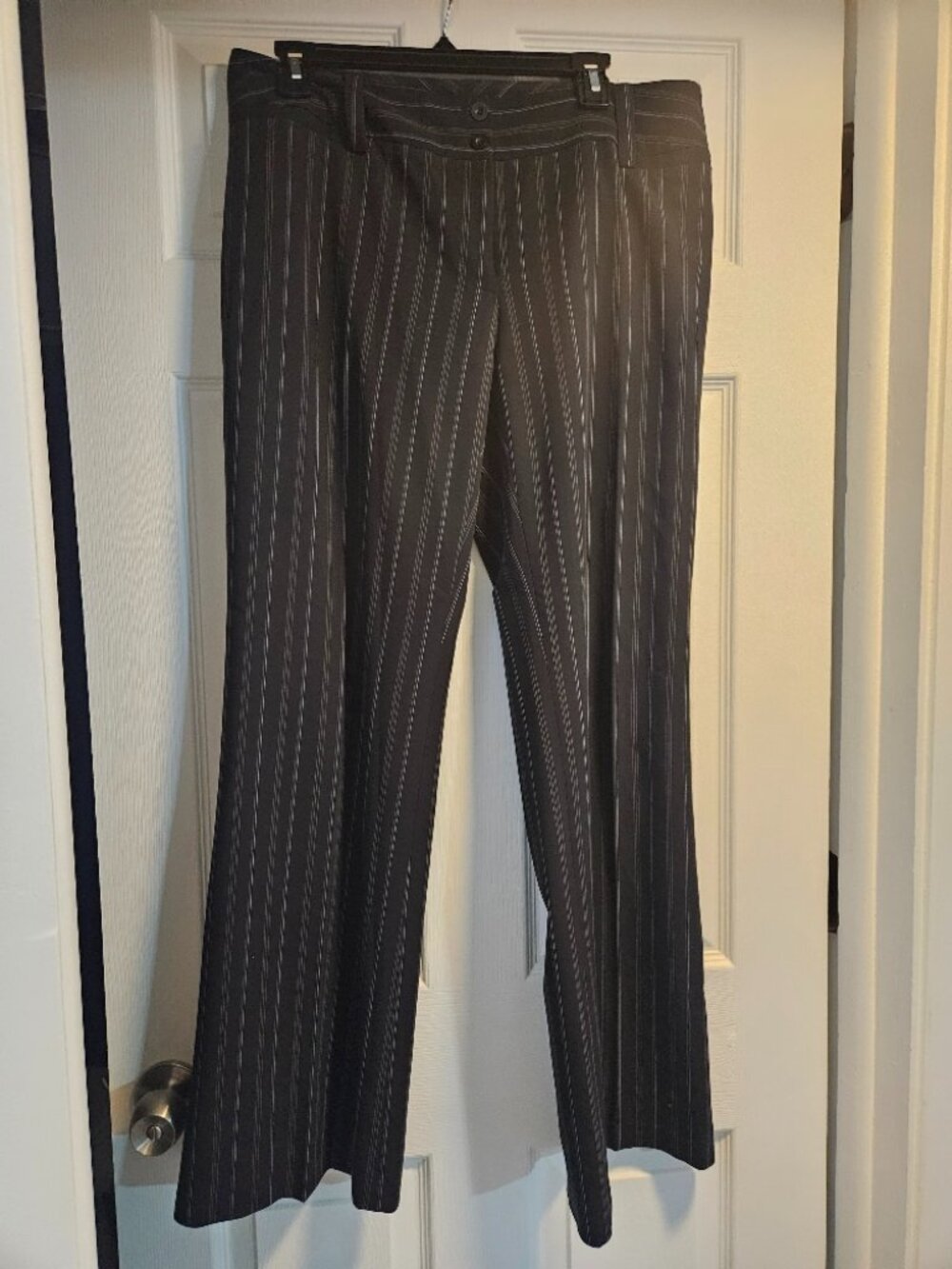 AB Studio Black Pants with Blue Pinstripe